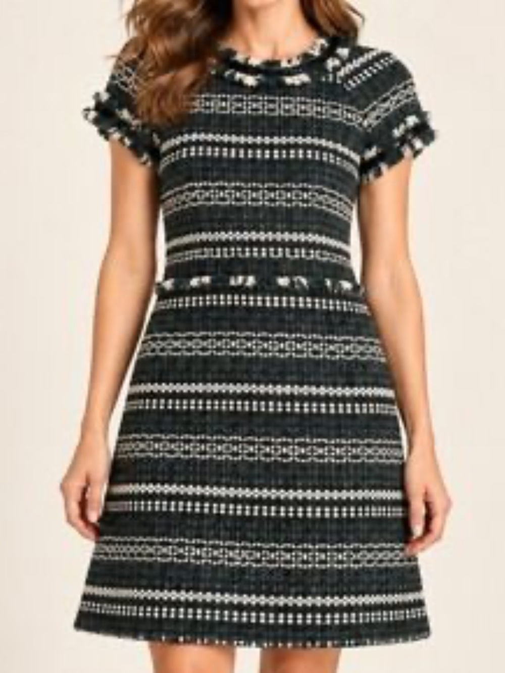 Tory Burch Norfolk Tweed Tassel Dress 8